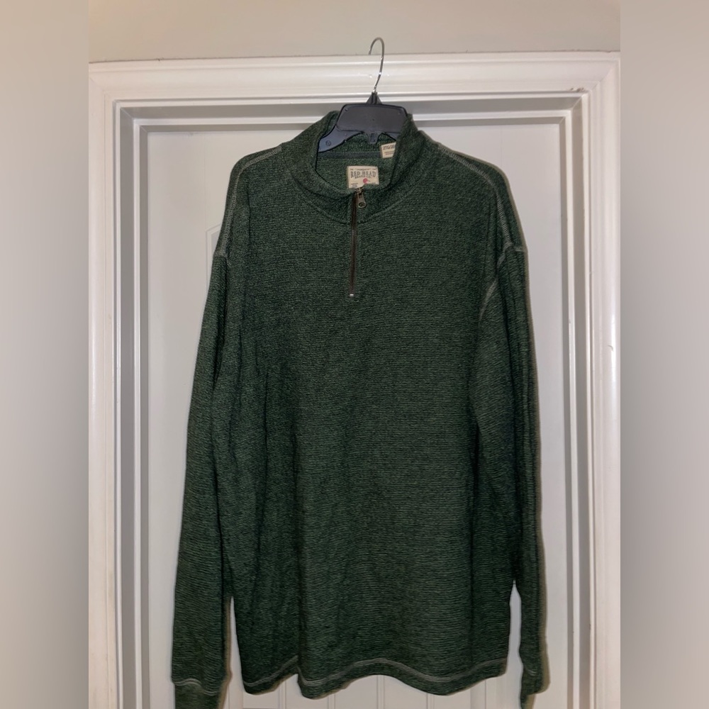 Redhead waffle pullover.  2xl green